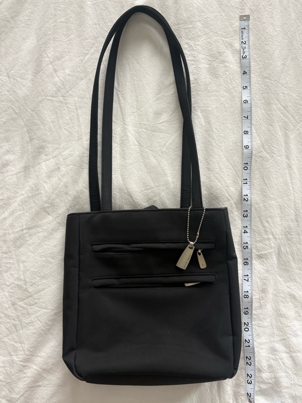 Nine West Black Shoulder Tote with Double Zipper Pockets - Picture 4 of 6